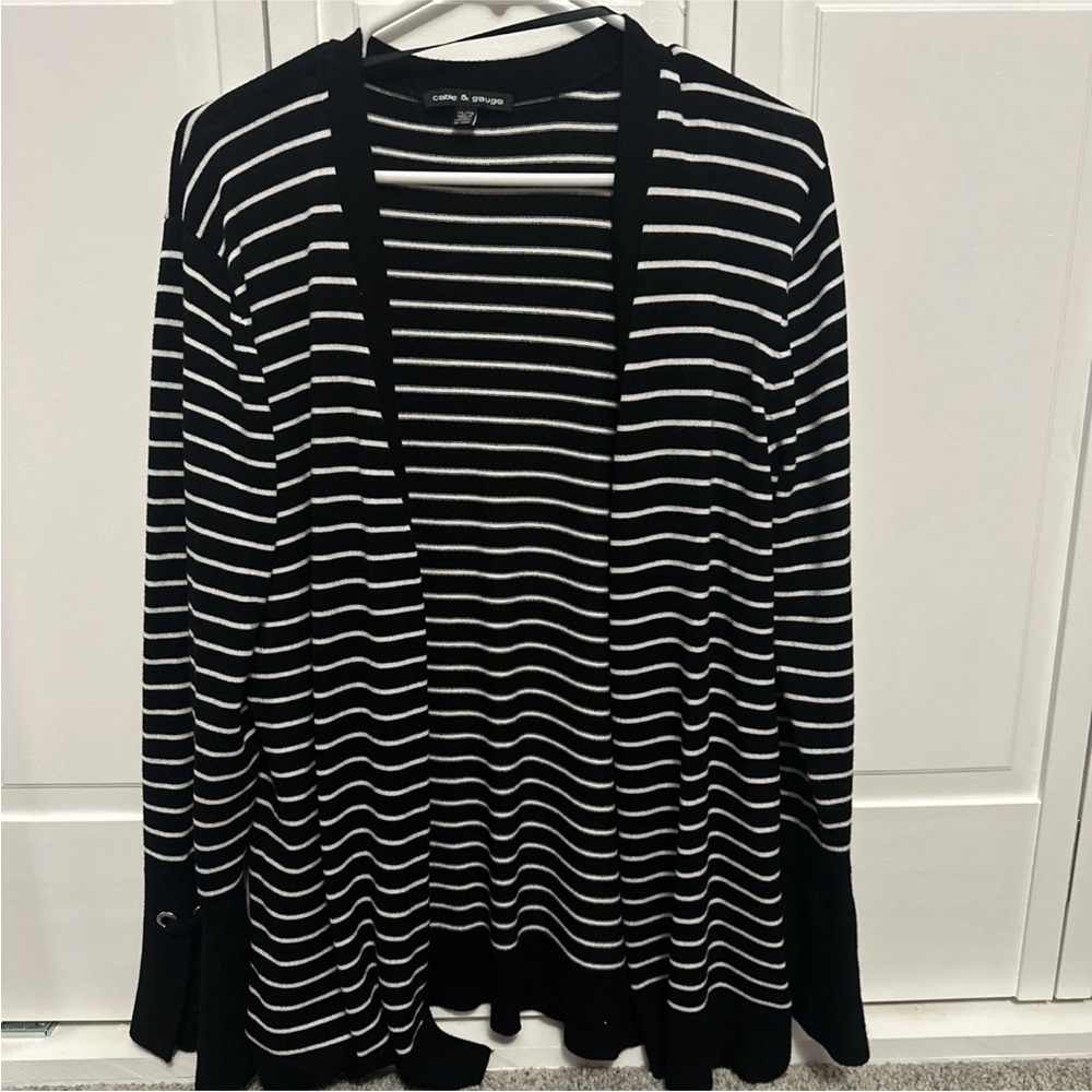 Cable & Gauge Black and White Striped Top
